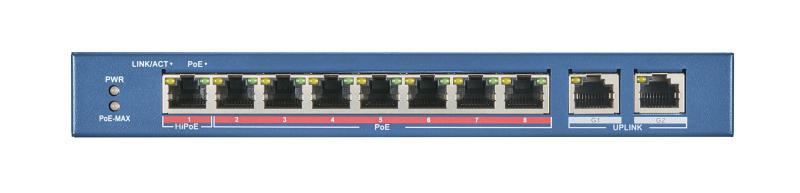 DS-3E0310HP-S二层非网管百兆HIPOE交换机(1百兆HIPOE电+7百兆POE电+2千兆电)