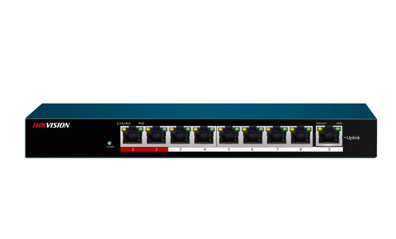 DS-3E0109P-E/M二层非网管全百兆低功率POE交换机(8百兆POE电+1百兆电)