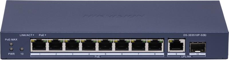 DS-3E0510P-S(B)非网管千兆POE交换机（8千兆POE电+1千兆电+1千兆光）