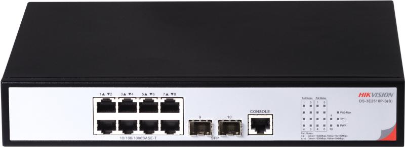 DS-3E2510P-S(B)二层网管型千兆POE交换机（8千兆POE电+2千兆光）